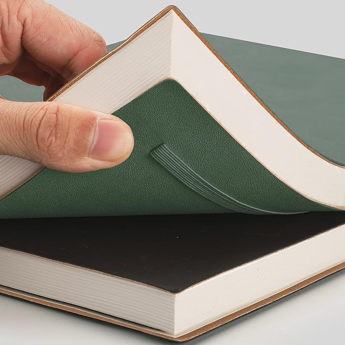 AHGXG Bullet Dotted Journal 2 Pack - B5 Large Journal Dot Grid Notebook (7.6'' X 10'') with Thick 120gsm Dot Paper, Soft Leather Cover, Total 384 Pages, Inner Pocket - BlackGreen-DeskLoop Office