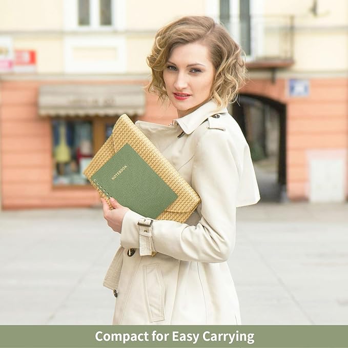 Lined Spiral Notebook College Ruled A5 Journal Book for Note Taking, 160 Pages Writing Journal for Office and Home School Supplies 5.75x8.125 inch - ArmyGreen-DeskLoop Office