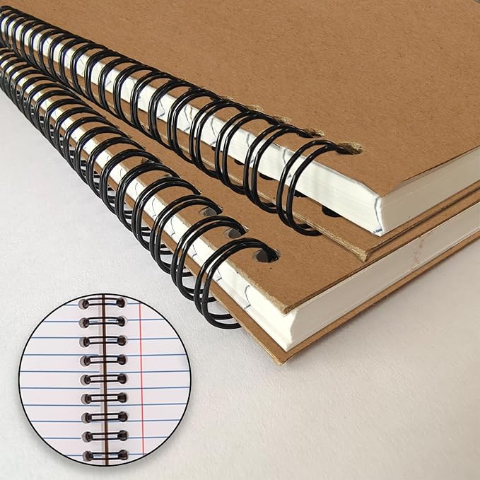 48 Pack Wide Ruled Kraft Spiral Notebook, 5.8 x 8.3, 120 Pages (60 Sheets), No-Bleed, 100 GSM, Bulk Lined Journal Notebooks for Writing, Memo Diary Planner School Travel Office Supplies-DeskLoop Office