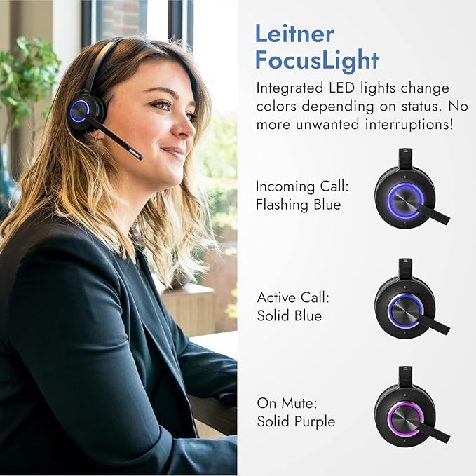 Leitner LH570 2-in-1 Wireless Office Headset with Mic - Computer & Telephone Headset (DECT Headset, not Bluetooth) - 5 Year Warranty - Phone Headsets for Office Phones