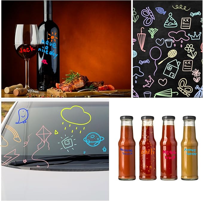 Volcanics Liquid Chalk Markers 36 Pack – 12 Bright Colors – Wet Erase, Dust-Free, Non-Toxic Chalk Pens with Round Tip for Teachers, Classrooms, Chalkboards, Glass, Windows, LED Boards, Bistro Signs-DeskLoop Office