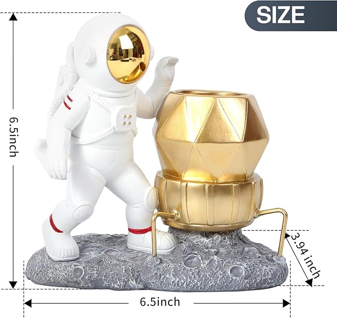 Astronaut Pen Pencil Holder with Phone Stand Resin Spaceman Pencil Holder Desk Pen Holder Organizer Decorative Accessories Suitable Office Classroom Home Creative Gifts for Adults and Kids-DeskLoop Office