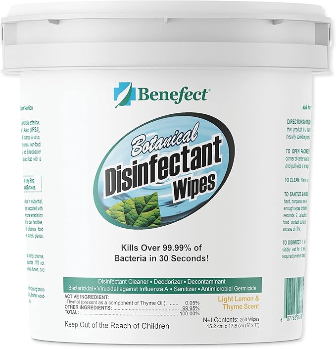 Benefect Botanical Disinfecting Wipes - (250 Wipe Count) Natural, No Residue - Antibacterial Disinfectant, Multi-Surface Cleaning and Sanitizing Wipes-DeskLoop Office