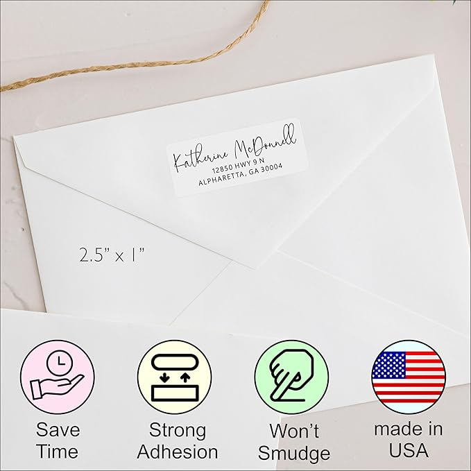 White Address Labels - Personalized Name Stickers, Custom Printed Return Mailing and Shipping Labels for Envelopes, Packages, Business, Home Use (Signature)-DeskLoop Office