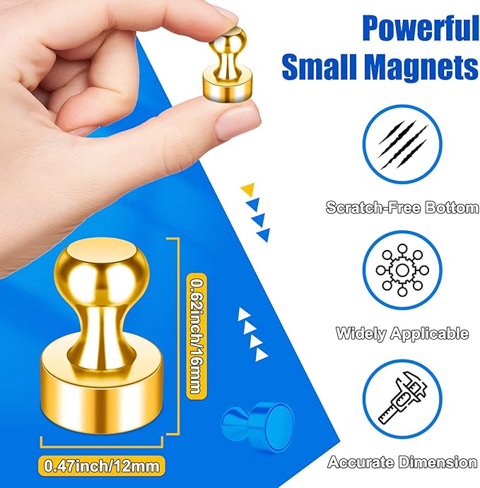 Strong Refrigerator Magnets, Whiteboard Magnets for Small Gold Push Pins, 18 PCS Magnetic Clips Heavy Duty for Desk Accessories, Kitchen Decor, Crafts, Locker, Map Decorative-DeskLoop Office
