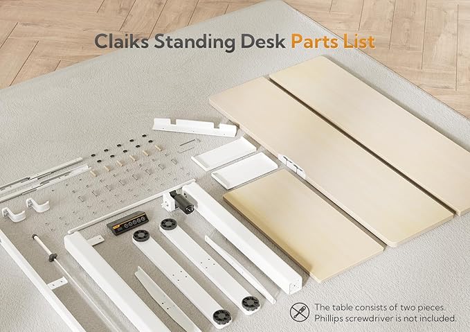 Claiks Standing Desk with Keyboard Tray, Electric Standing Desk Adjustable Height, 48x24 Inches Sit Stand up Desks with Splice Board, Raising Desks for Home Office, Natural-DeskLoop Office