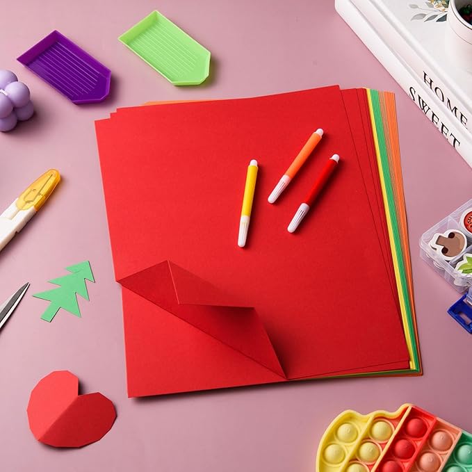 MixTeach 100 Sheets A4 Autumn Theme Cardstock 8.5 x 11" Medium Thick Cardstock Paper 180gsm/65lb Double Sided Printable Card Stock for Fall Scrapbooking Card Making Invitations DIY Art Craft Supplies-DeskLoop Office