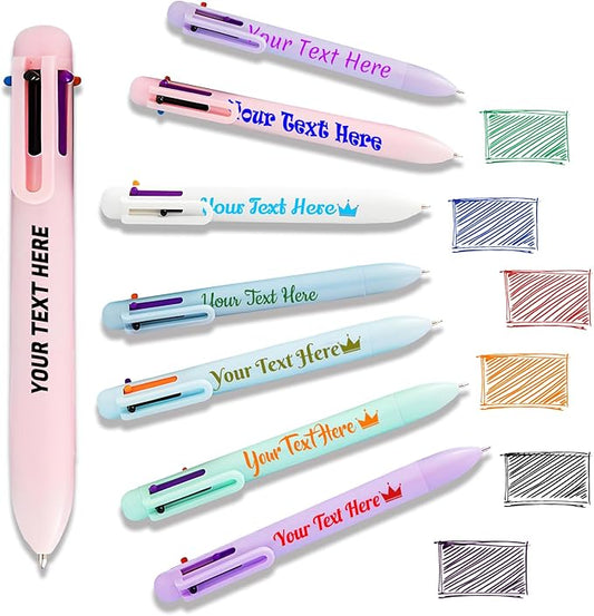 Custom 6-In-1 Multicolor Ballpoint Pen 0.5mm Tip Personalized Pens with Text Logo Name Printed Customized Pens Gift for Businesses School Office Employee Exhibition, 7PCS-DeskLoop Office