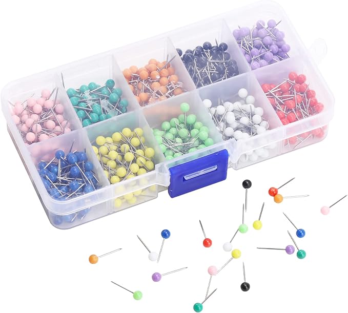 Push Pins Map Tacks 1000-Pack Assorted Color Round Head Push Pins - Image 7