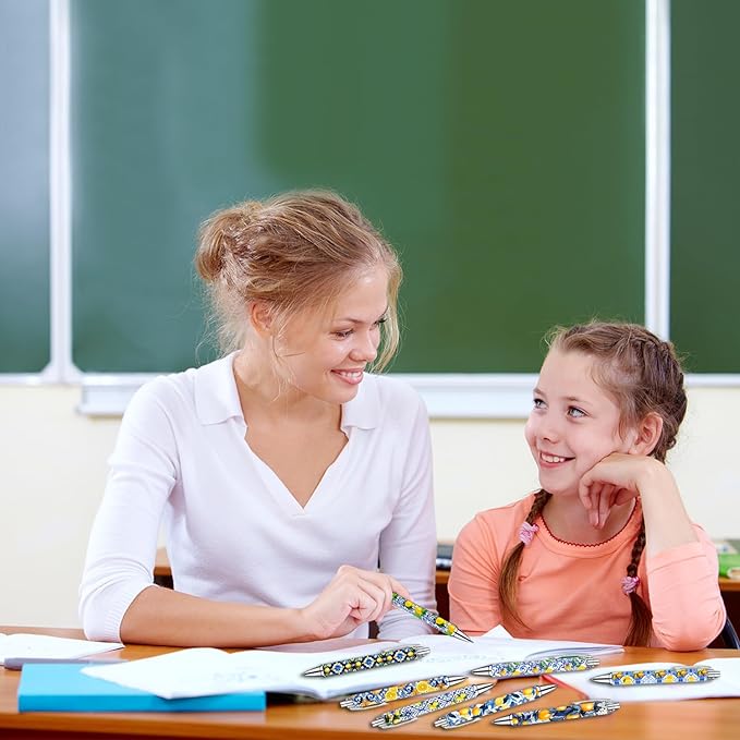 Capri Lemon Pens Set – Mediterranean-Inspired Ballpoint Pens for Girls, Students, and Stationery Lovers – Smooth Writing Pens for School, Journaling, or Gifts – Bright and Elegant Design, 8 Pack-DeskLoop Office