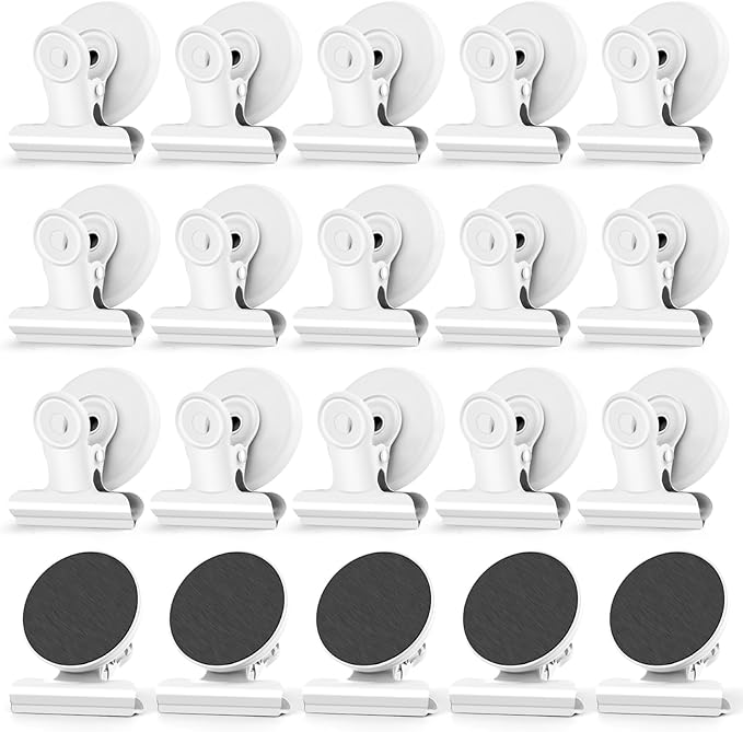 20 Pack Refrigerator Magnets, White Magnetic Clips Whiteboard Magnets, Magnet Clips Heavy Duty Fridge Magnets for Photo Displays, Home, Office, Classroom-DeskLoop Office