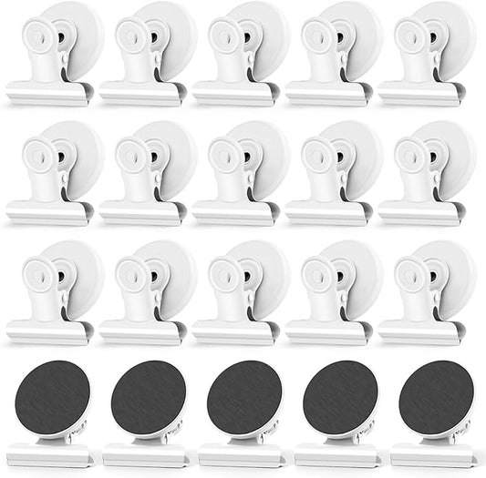 20 Pack Refrigerator Magnets, White Magnetic Clips Whiteboard Magnets, Magnet Clips Heavy Duty Fridge Magnets for Photo Displays, Home, Office, Classroom-DeskLoop Office