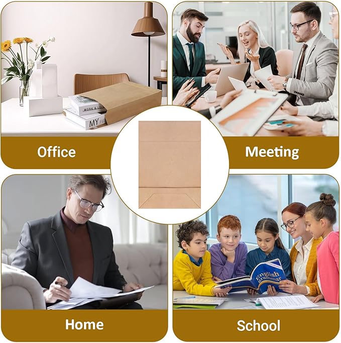 25 Pack 10" x 15" Expandable Catalog Envelopes, Large Kraft Document Envelopes Self Seal Manilla Envelopes Mailing for Documents, Magazines, Photos-DeskLoop Office