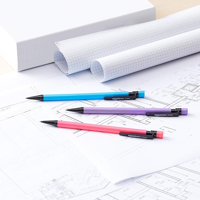 Amazon Basics Mechanical Pencils 0.7mm For Writing, Drawing, Bulk Office and School Supplies, Multicolor, 48-Pack-DeskLoop Office