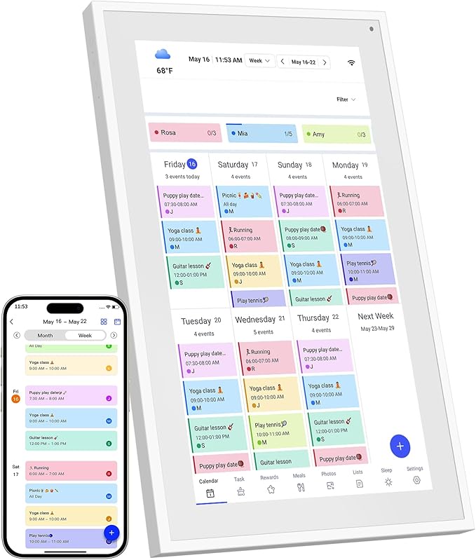 Digital Calendar, 21.5 Inch Wall Planner Digital Calendar & Chore Chart, IPS HD Touchscreen Interactive Display for Family Schedules, Streamline Household Organization, Wall Mount Included-DeskLoop Office