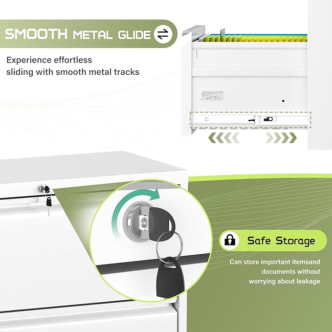 Incbruce 36" W 4 Drawer Lateral File Cabinet, Metal 4 Drawer Lateral Filing Cabinet with Lock, Steel Wide Filing Organization Storage Cabinet for Home, Office, Fit A4/F4/Letter/Legal File (White)-DeskLoop Office