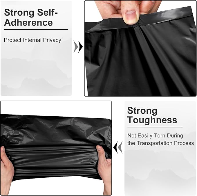 Poly Mailers 10x13 Inch 200 Pcs, Black Shipping Bags, Mailing Envelopes with Self Seal Adhesive Strip, Waterproof and Tear-Proof Poly Bags for Non-Fragile Items-DeskLoop Office