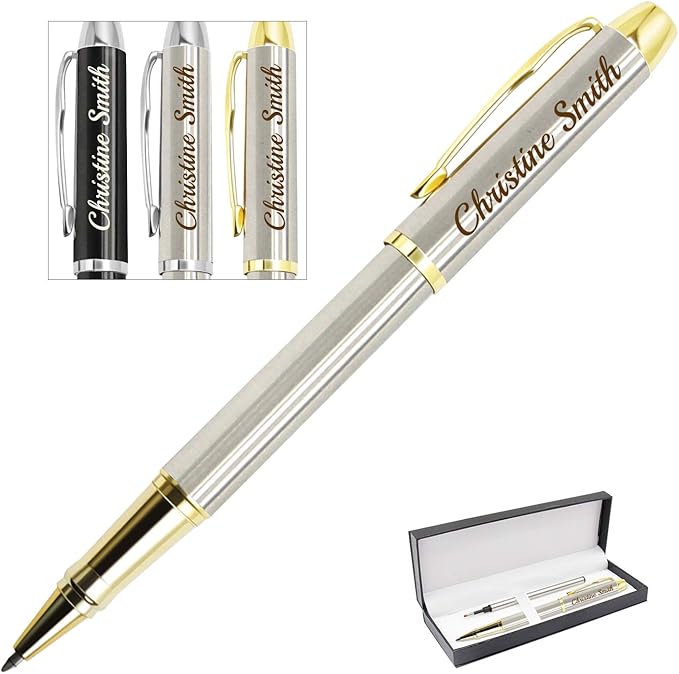 Amlion Personalized Pens Custom Engraved Pen with Name, Refillable Medium Refill, Personalized Gifts for Men Women-DeskLoop Office
