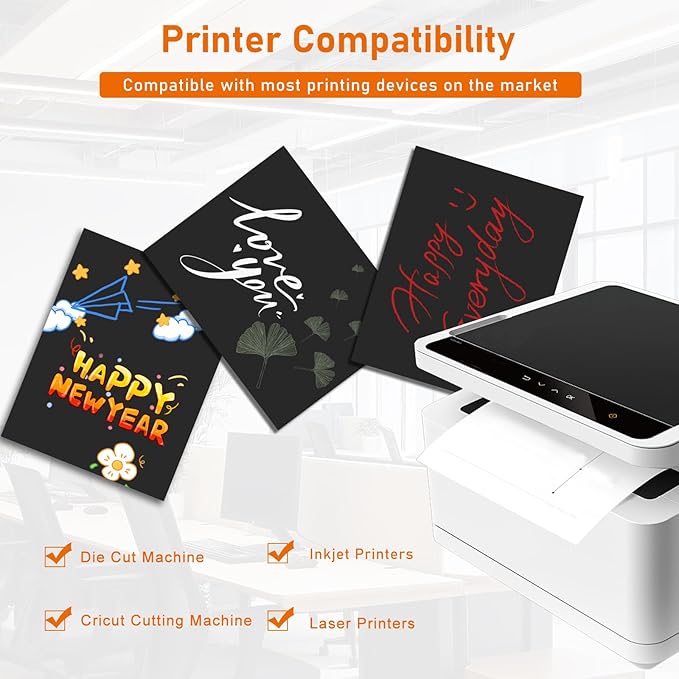 100 Sheets Black Cardstock 8.5 x 11 Certificate Paper, 92lb Heavyweight Printer Paper Card Stock for Invitatins, Crafting, Memus, DIY Making Cards, School Scrapbooking, Graduations-DeskLoop Office