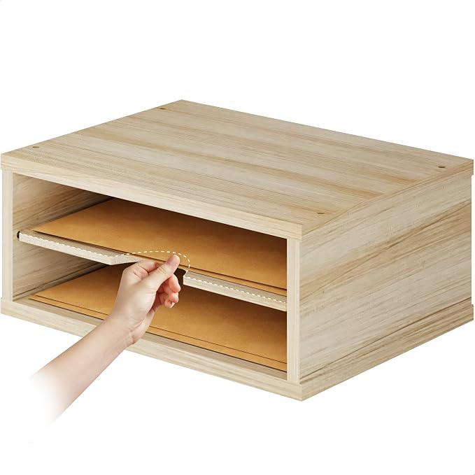 Ballucci 2-Tier Wooden Desk Organizer, Office Desk Organization, Mail Sorter - Image 7