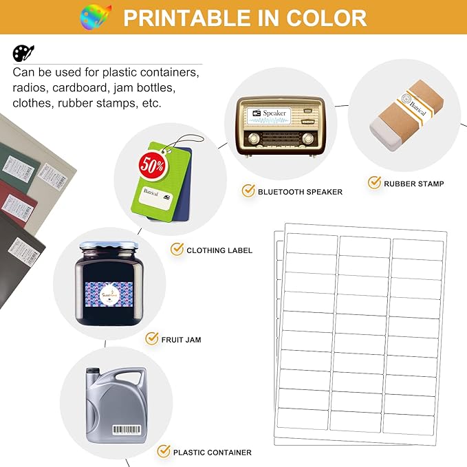 1" x 2-5/8" Address Labels 3000 Labels Sticker Paper for Laser/Ink Jet Printer mailing Labels 8.5"×11" White 30 per Sheet-DeskLoop Office