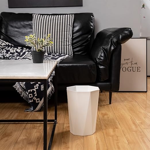 12L Trash Can Wastebasket Plastic Trash Bin Garbage Container Rubbish Can Paper Basket Office Organizer for Bedroom Home Office, 6 White-DeskLoop Office