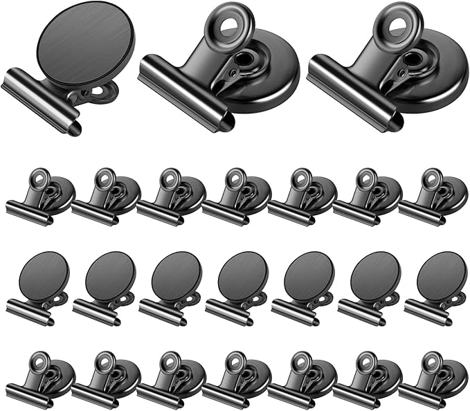 Grtard 24 Pack Magnetic Clips Heavy Duty, Black Magnet Clips for Fridge, Refrigerator Magnets, Strong Magnetic Clip, Scratch Free Magnets with Clip for Whiteboard, Refrigerator, Cruise, Locker-DeskLoop Office