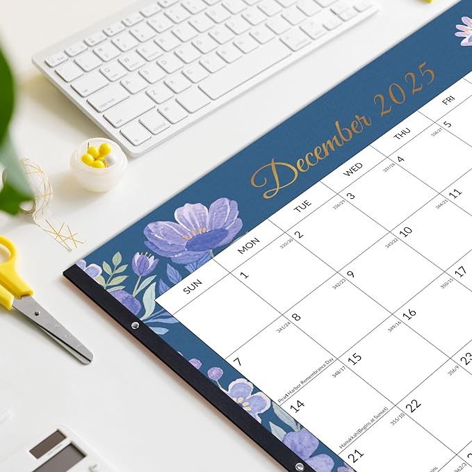 SUNEE Desk Calendar 2025-2026 - 18 Month Calendar Oct 2025 - Mar 2027, 17" x 12" Desktop Calendar with Notes, for Planning, Organizing in Family, School or Office - Colorful Floral 2026 Calendar-DeskLoop Office