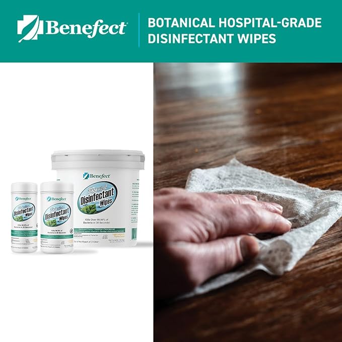 Benefect Botanical Disinfectant Wipes – 750 Sanitizing Wipes. 3 Pack of 250 Wipes Per Unit - High Traffic - Gym Wipes, Schools and Food Safe Cleaning (250, 3)-DeskLoop Office
