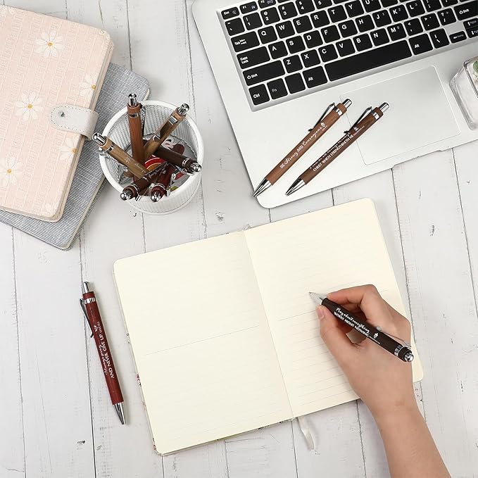 50 Pack Bible Verse Bamboo Retractable Ballpoint Pens Christian Inspirational Bible Verse Ballpoint with Black Ink Pen for Journal Writing Office Supplies Religious Gifts for Men Women(Wood Color)-DeskLoop Office