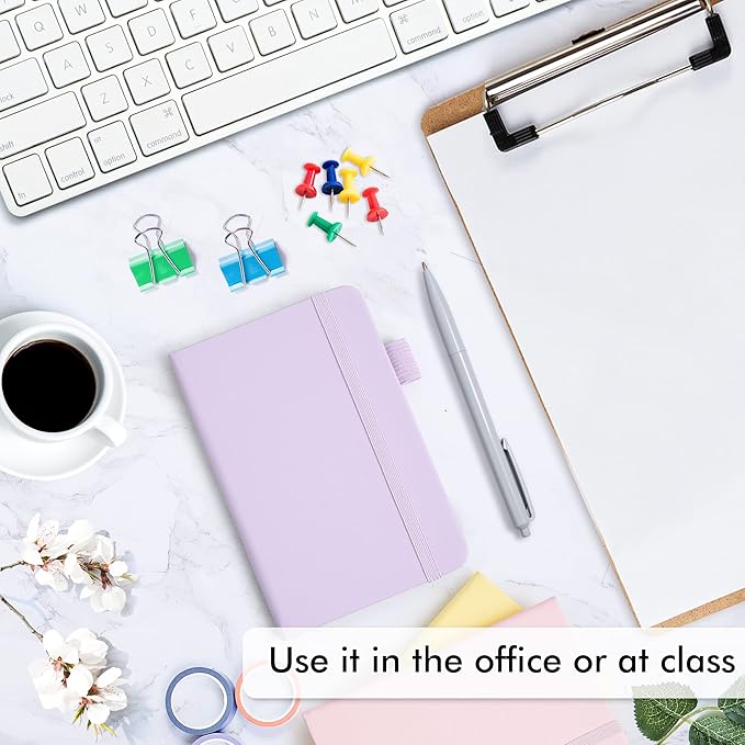 feela 6 Pack Pocket Small Notebooks Bulk, Mini Cute Memo Notepads Hardcover College Ruled Lined Journals with Pen Holder for Women Girls Office School, with 6 Black Pens, 3.5”x 5.5”, A6, Pastel Colors-DeskLoop Office