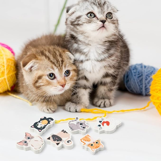 ANGOLIO 60Pcs Cute Cat Erasers Back to School Gifts for Kids Animal Pencil Top Erasers Mini Kawaii Cartoon 3D Desk Pet for Classroom Activities Rewards Game Prizes Birthday Party Supplies, 6 Styles-DeskLoop Office