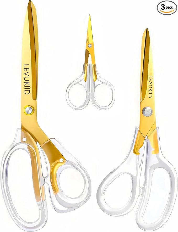 9 Inch All Purpose Scissors for Adults - Ins Style Clear Handle, 2Cr13 Stainless Steel Sharp Blade - Ideal for Fabric Crafts, Tailor's Shears - All-Purpose Fabric Scissors, Crafting & Office-DeskLoop Office
