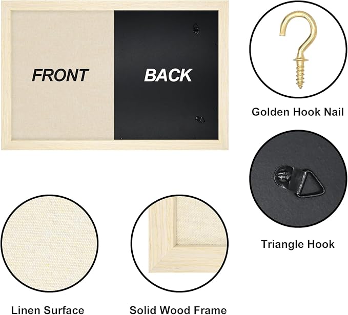 Egofine Cork Board Bulletin Board with Linen, 16x11 Wood Frame Pin Board Wall Decor, 2 Pack Cork Boards for Walls, Hanging Horizontal or Vertically for Office Home Decor School Kitchen, Natural Wood-DeskLoop Office