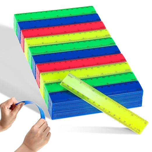 Zonon 500 pcs Rulers Bulk Plastic Flexible Straight Rulers with Inches and Centimeters First Day of School Gift for Students Back to School Office Supplies (Opaque Bright Color,6 Inch)-DeskLoop Office