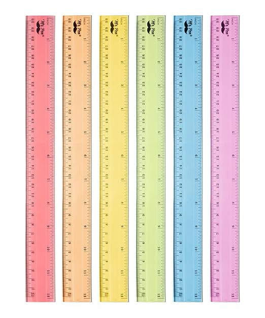 Mr. Pen- Plastic Rulers, 12 Inch, 6 Pack, Pastel Colors, Metric & Imperial, Clear Ruler Set, Cute Ruler 12 Inch-DeskLoop Office