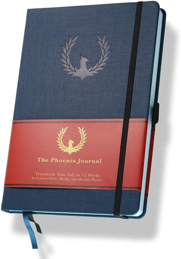 The Phoenix Journal - Best Daily Goal Planner, Organizer, & Calendar for Goal Setting, Gratitude, Happiness, & Productivity - Vision Board & Habit Tracking - 12 Weeks, Undated, Hardcover (Sapphire)-DeskLoop Office