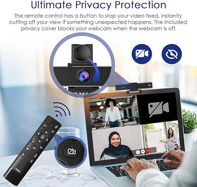 NexiGo Zoom Certified, N950P 4K Zoomable Webcam with Remote Control, Sony_Starvis Sensor, 5X Digital Zoom, Pro Web Camera with Dual Stereo Mics, for Zoom Skype Teams Twitch-DeskLoop Office