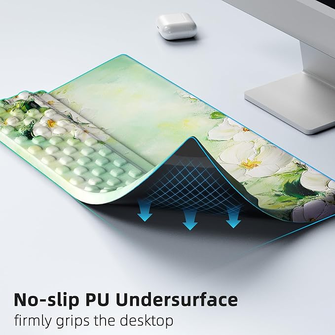 Ospelelf Keyboard Wrist Rest Pad, Comfy Ergonomic Keyboard Stand Holder, Office Desk Accessories, Work from Home Essentials, Anemone Pattern-DeskLoop Office