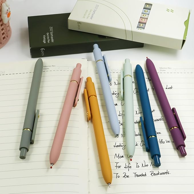 Gel Pens, 12 Pcs 0.5mm Fine Point Smooth Writing Pens Cute Pens, High-End Series Black Ink Pens for Journaling Note Taking, School Office Supplies for Women Men (12 Pcs Gold Mixed colors)-DeskLoop Office