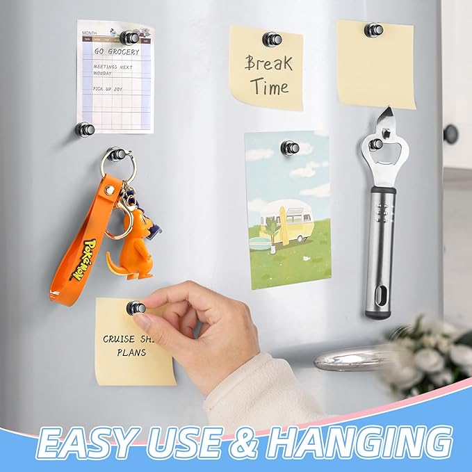 VNDUEEY 20Pcs Strong Fridge Magnets, Black Refrigerator Magnets, Magnetic Push Pins, Strong Whiteboard Magnets for Locker, Map, Kitchen, Office, School, Adults-DeskLoop Office