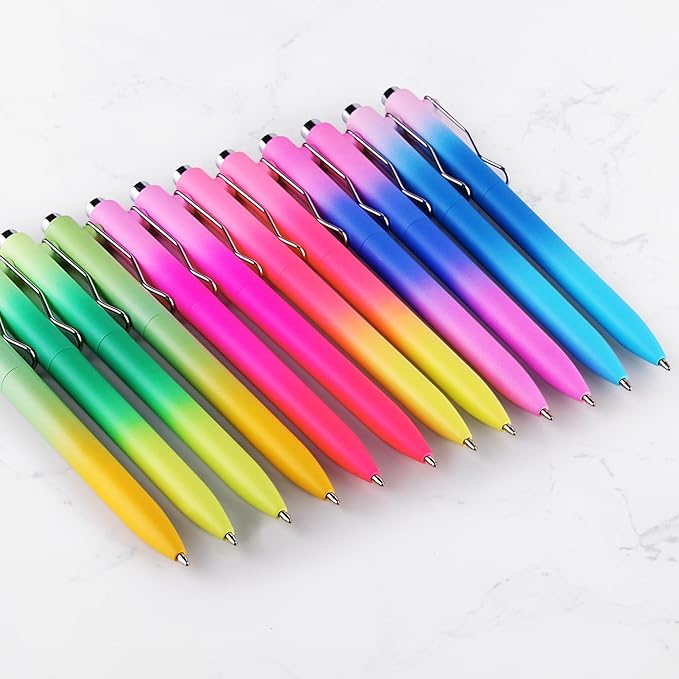 WY WENYUAN Cute Pastel Ballpoint Pens, Fine Point Smooth Writing, Colorful Pens, Black Ink 1.0 mm Journaling Pens Office Supplies for Women & Men, Note Taking-DeskLoop Office