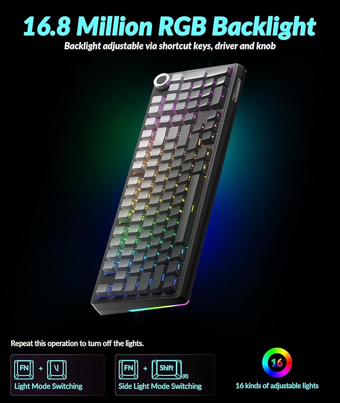 KI99 Pro 96% Wireless Mechanical Keyboard, RGB Gaming Keyboard, Hot-Swappable Pre-Lubed Switches, Gasket Structure Creamy Keyboards for Gamer/PC/Laptop (Black)-DeskLoop Office