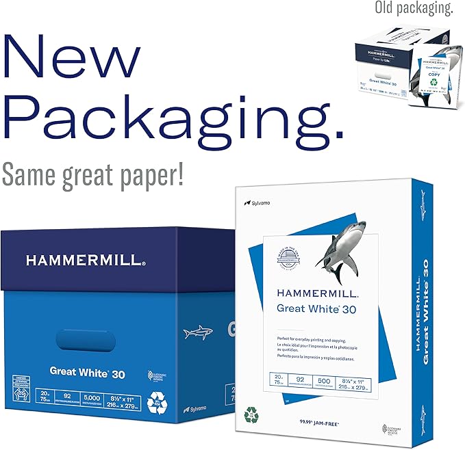 Hammermill Printer Paper, Great White 30% Recycled Paper, 8.5 x 14 - 10 Ream (5,000 Sheets) - 92 Bright, Made in the USA, 086704C-DeskLoop Office