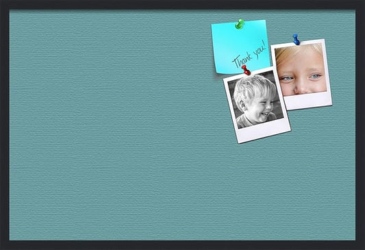 PinPix 36x24 Inch Cork Bulletin Board. This Decorative Framed Pin Board Comes with Aqua Pastel Design and a Satin Black Frame. Ideal for Home Office Decor or Message Board (PinPix-1806)-DeskLoop Office
