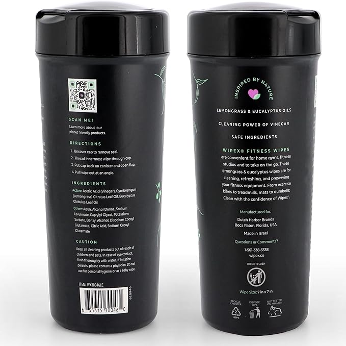 Wipex Screen Wipes & Gym Wipes Combo Pack - 75ct Gym Equipment Wipes Canister & 24ct Individually Wrapped Fitness Touch Screen Wipes, Safe for Yoga Mats & Electronics, Lemongrass Scent-DeskLoop Office