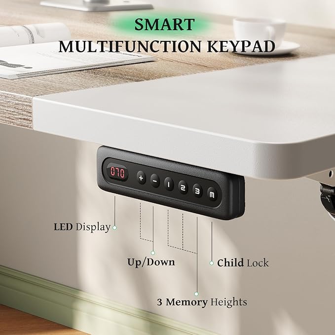 SIAGO Electric Standing Desk Adjustable - 63 x 24 Inch Sit Stand up Desk with Cable Management - 3 Memory Preset Adjustable Height Table-DeskLoop Office