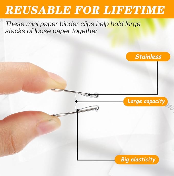 Jetec 100 Pack 0.6in/15mm White Metal Binder Clips Bulk Medium Reusable Fold Back Binder Clips Paper Clamps Spring Steel Sturdy for Home School Office Supplies-DeskLoop Office