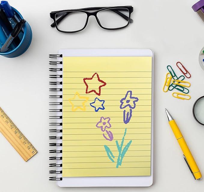 6 Pack 8x6 Inch Lined Sticky Notes, 300 Sheets Large Yellow Sticky Notes with Lines Super Sticking Power Memo Pads, Self-Stick Note Pads for School Office Home-DeskLoop Office