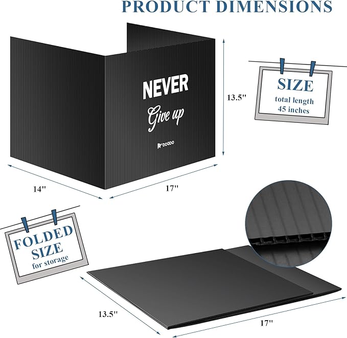 Privacy Shields for Student Desks, Inspirational Privacy folders for Student Testing Desk Dividers- Includes Extra Labels, Black (Pack of 24)-DeskLoop Office